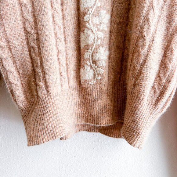 Vintage Liz Claiborne Collection Angora Wool Sweater Soft Blush Floral - Picture 4 of 9